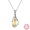 925 Sterling Silver Glass Pendant Necklaces, Nuggets, 17.91 inch(45.5cm), Pendant: 19x11.5mm