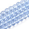 Transparent Glass Beads Strands, Round, Cornflower Blue, 6~6.5mm, Hole: 1.4mm, about 67~70pcs/strand, 14.76 inch~15.16 inch(37.5~38.5cm)