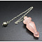 Natural Rose Quartz Cone Dowsing Pendulum Big Pendants, with Metal Findings, 240mm