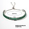 Brass Emerald Rhinestone Box Chain Slider Bracelets for Women, Platinum, 10-1/4 inch(26cm)