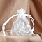 Organza Gift Drawstring Bags, Jewelry Pouches, Wedding Party Christmas Favor Gift Bags, Rectangle, Floral White, 18x13cm