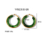 Stylish Stainless Steel Fever Hoop Earrings, with Thick Circle Design, Green, 43x41.5x7.5mm