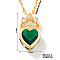 Fashionable Brass Cubic Zirconia Crown Heart-Shaped Pendant Dapped Chain Necklaces for Women, Platinum, Green, 15.75 inch(40cm)