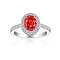 925 Sterling Silver Micro Pave Cubic Zirconia Plain Band Rings, Real Platinum Plated, Oval, Red, Inner Diameter: 17mm