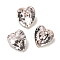 Glass Rhinestone Cabochons, Flat Back & Back Plated, Faceted, Heart, Rosaline, 6.5x6x4mm