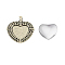 DIY Pendant Making, Alloy Pendant Cabochon & Rhinestone Settings, with Glass Heart Cabochons, Cadmium Free & Lead Free, Antique Silver, Pendant: 48.5x40x7mm, Hole: 2mm, Glass: 25x25x5mm, 2pcs/set