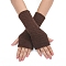 Acrylic Fibers Knitting Long Fingerless Gloves, Arm Warmer, Winter Warm Gloves with Thumb Hole, Saddle Brown, 200x70mm