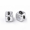 Antique Silver Plated Acrylic Beads, Cube with Black Number, Num.9, 6mm, Hole: 3mm, about 150000pcs/25000g