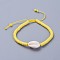 (Jewelry Parties Factory Sale)Handmade Polymer Clay Heishi Beads Braided Bracelets, with Cowrie Shell Beads and Nylon Cord, Yellow, 2 inch~3-1/8 inch(5~8cm)