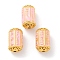 Alloy Enamel Beads, Golden, Column with Rune, Pink, 13x8mm, Hole: 1.4mm