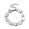 Non-Tarnish 304 Stainless Steel Link Chain Bracelets for Women, Stainless Steel Color, Flower, 6-1/8 inch(15.5cm)