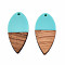 Opaque Resin & Walnut Wood Pendants, Teardrop Shape Charm, Turquoise, 38x18x3mm, Hole: 2mm