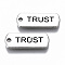 Tibetan Style Alloy Pendants, Lead Free & Cadmium Free, Inspirational Message Charms, Rectangle with Word Trust, Antique Silver, 8x20.5x1.5mm, Hole: 1.6mm, about 650pcs/1000g