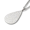 Non-Tarnish 304 Stainless Steel Pendant Necklaces, Teardrop with Amulet Word, Stainless Steel Color, 17.64 inch(44.8cm).