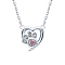 S925 Sterling Silver Red Heart Cat Paw Print Pendant Necklace, Sweet Cute Collarbone Chain for Women