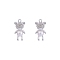 Alloy Rhinestone Pendants, with Plastic Imitation Pearl, Platinum, Bear, 25~30mm