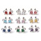 Rack Plating Brass Micro Pave Cubic Zirconia Stud Earrings, Long-lasting Plated, Flower, Platinum, Mixed Color, 10x10.5mm