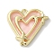 Rack Plating Alloy Pendants, with Acrylic, Cadmium Free & Nickel Free & Lead Free, Heart Charms, Pink, 17x18.5x3mm, Hole: 1.6mm