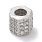 Rack Plating Brass Micro Pave Cubic Zirconia Beads, Long-Lasting Plated, Lead Free & Cadmium Free, Hexagon, Platinum, 7x7x7.5mm, Hole: 3.9mm