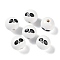 Animal Themes Printed Wood European Beads, Large Hole Round Beads with Panda Pattern, White, 19x18mm, Hole: 4mm