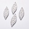 Non-Tarnish 304 Stainless Steel Pendants, Textured Leaf, Stainless Steel Color, 35x12.5x1mm, Hole: 1.6mm