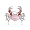 Crab Alloy Rhinestone Brooches, Sea Animal Brooches for Backpack Clothes, Pink, 42x55mm