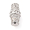 925 Sterling Silver Micro Pave Cubic Zirconia Screw Clasps, Real Platinum Plated, 12x6mm, Hole: 0.8mm