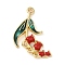 Alloy Enamel Pendants, Long-Lasting Plated, Golden, Flower Charm, Red, 29.5x21x3.5mm, Hole: 1.6mm