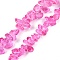 Transparent Glass Beads Strands, Imitation Gemstone, Nuggets, Hot Pink, 4~11x8~10x2~8mm, Hole: 0.7mm, 31.10''(79cm)