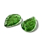 Handmade Lampwork Pendants, Imitation Jade, Leaf, Green, 17.5x11x3mm, Hole: 1.2mm