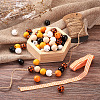 120Pcs 6 Style Natural Wood Beads WOOD-YS0001-02-5