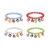 Polymer Clay & Plastic Beaded Stretch Bracelet with Fruit Charms for Women BJEW-JB08706-1