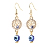 Crystal Rhinestone Dangle Earrings with Enamel Evil Eye EJEW-JE05012-02-1