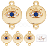 Beebeecraft Brass Micro Pave Clear & Royal Blue Cubic Zirconia Connector Charms KK-BBC0002-62-1