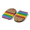 Pride Rainbow Theme Resin & Walnut Wood Pendants WOOD-K012-02-2