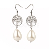 Natural Teardrop Shell Pearl Beads Dangle Earrings EJEW-JE02792-2