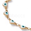 Heart Evil Eye 304 Stainless Steel Enamel Link Chains Bracelets & Necklaces Jewelry Sets SJEW-JS01153-6