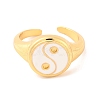 Round with Yin-yang Brass Enamel Open Cuff Rings for Women RJEW-U009-11E-G-2