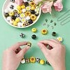 50Pcs 10 Styles Sunflower Theme Printed Wood Beads WOOD-CJ0001-78-3