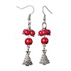 Mixed Christmas Theme Tibetan Style Alloy Dangle Earrings EJEW-JE01637-2