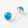 Synthetic Blue Turquoise Ear Studs EJEW-G223-A04-2