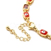 Enamel Evil Eye & Cubic Zirconia Rectangle Link Chain Bracelet BJEW-C029-02G-10-4