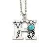 Letter A~Z Antique Silver Plated Alloy with Synthetic Turquoise Pendant Necklaces NJEW-G080-01H-1