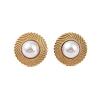 Ion Plating(IP) 304 Stainless Steel with ABS Imitation Pearl Stud Earrings for Women EJEW-N055-06G-1