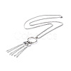 304 Stainless Steel Ring with Tassel Pendant Necklace with Box Chains for Women NJEW-B087-01P-1
