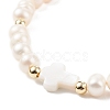 Natural Shell & Pearl Braided Bead Bracelet BJEW-JB08237-04-5
