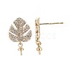 Brass Micro Pave Clear Cubic Zirconia Stud Earring Findings KK-Q764-033-2