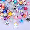 Printed Round Silicone Focal Beads SI-JX0056A-26-2