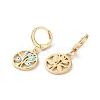 Tree with Evil Eye Real 18K Gold Plated Brass Dangle Leverback Earrings EJEW-Q797-19G-02-2