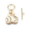 Brass Micro Pave Clear Cubic Zirconia Toggle Clasps KK-S356-309-NF-4